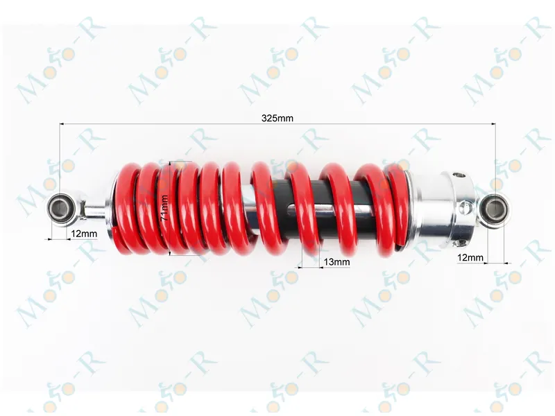 Фото 3 - Loncin- JL200-68A Амортизатор задний МОНО 325мм*d71мм (втулка 12мм / втулка 12мм) регулир., красный