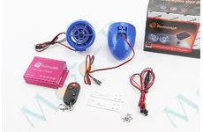 АУДІО-блок (МРЗ-USB/SD, FM-радіо, пультДУ, сигналізація) + колонки 2шт (сині)