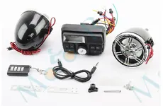  АУДІО-блок з РК дисплеєм (МРЗ-USB/SD, FM, пультДУ, сигналізація) + колонки 2шт (хром.)