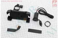 Тримач телефону на кермо з чорним малюнком + USB заряджання (мінім. розмір телефону 60*124мм, макс. розмір 80*160мм), тип 1