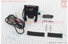 Утримувач телефону на кермо металевий + USB зарядка (мінім. ширина телефону 60мм, макс. ширина 95мм)