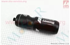 Фляга пластикова 550мл, із захисною кришкою, чорна з малюнком біло-червоним 