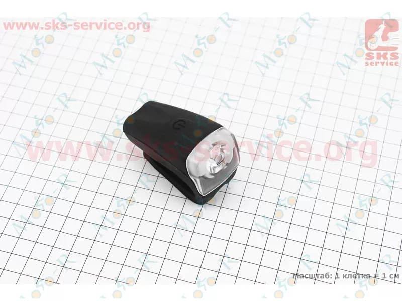Фото 2 - Фонарь передний 1 диод, силиконовый, Li-ion 3.7V 480mAh зарядка от USB, влагозащитный, черный JY-378FU