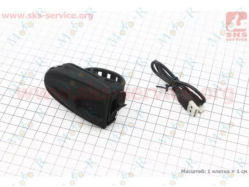 Фото 3 - Фонарь передний 1 диод 250 lumen, Li-ion 3.7V 1200mAh зарядка от USB, с сенсорной кнопкой управления, влагозащитный, черный MX-026
