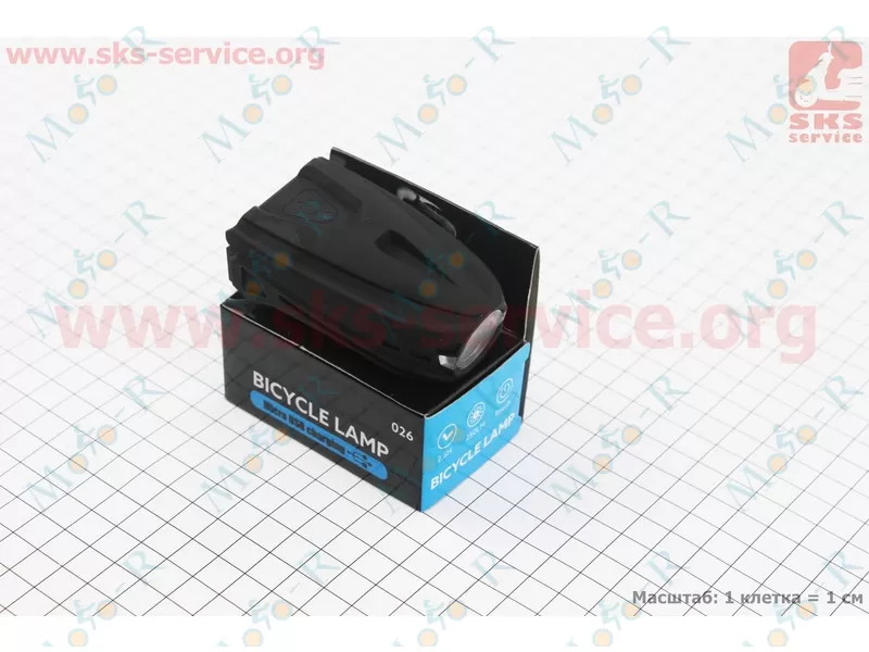 Фото 4 - Фонарь передний 1 диод 250 lumen, Li-ion 3.7V 1200mAh зарядка от USB, с сенсорной кнопкой управления, влагозащитный, черный MX-026