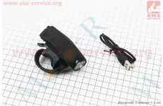 Ліхтар передній 1 діод 250 lumen, Li-ion 3.7V 1200mAh зарядка від USB, з сенсорною кнопкою управління, вологозахисний, чорний MX-026