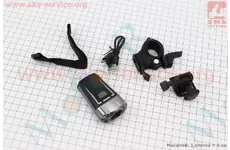 Ліхтар передній 1 діод 300 lumen, Li-ion 3.7V 1200mAh зарядка від USB, вологозахисний, чорно-сірий HJ-049