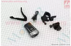 Ліхтар передній 1 діод 300 lumen, Li-ion 3.7V 1200mAh зарядка від USB, вологозахисний, чорно-сірий HJ-049