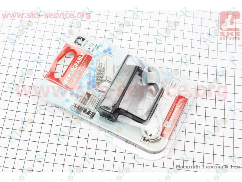 Фото 4 - Фонарь передний 1 диод 300 lumen алюминиевый, Li-ion 3.7V 800mAh зарядка от USB, влагозащитный, черный RPL-2255
