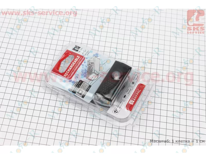 Фото 5 - Фонарь передний 1 диод 300 lumen алюминиевый, Li-ion 3.7V 800mAh зарядка от USB, влагозащитный, черный RPL-2255