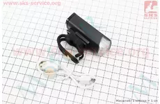 Ліхтар передній 1 діод 300 lumen алюмінієвий, Li-ion 3.7V 800mAh зарядка від USB, вологозахисний, чорний RPL-2255