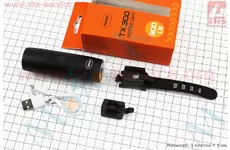 Ліхтар передній 1 діод 300 lumen алюмінієвий, Li-ion 3.7V 2200mAh зарядка від USB, вологозахисний, чорний TX 300