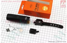 Ліхтар передній 1 діод 300 lumen алюмінієвий, Li-ion 3.7V 2200mAh зарядка від USB, вологозахисний, чорний TX 300