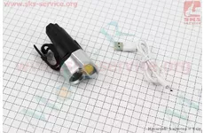 Ліхтар передній 1+7 діодів 360 lumen, Li-ion 3.7V 500mAh зарядка від USB, вологозахисний, чорно-сірий BG-C20