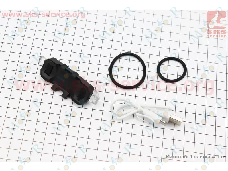 Фото 3 - Фонарь передний 5 диодов 15 lumen, Li-ion 3.7V 330mAh зарядка от USB, влагозащитный, BS-216/АQY-093