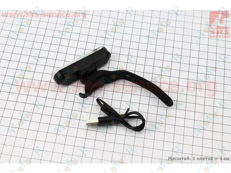 Фото 3 - Фонарь передний 50 lumen, Li-ion 3.7V 330mAh зарядка от USB, влагозащитный, 056