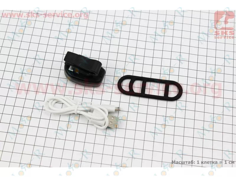 Фото 3 - Фонарь передний 100 lumen, алюминиевый, Li-ion 3.7V 500mAh зарядка от USB, влагозащитный, серый BK200