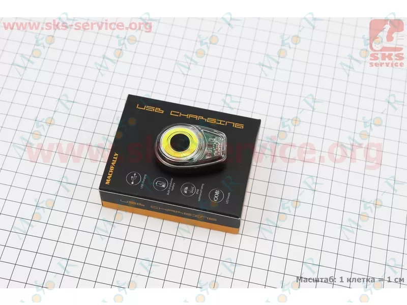 Фото 4 - Фонарь передний 100 lumen, алюминиевый, Li-ion 3.7V 500mAh зарядка от USB, влагозащитный, серый BK200