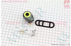 Ліхтар передній 100 lumen, алюмінієвий, Li-ion 3.7V 500mAh зарядка від USB, вологозахисний, сірий BK200
