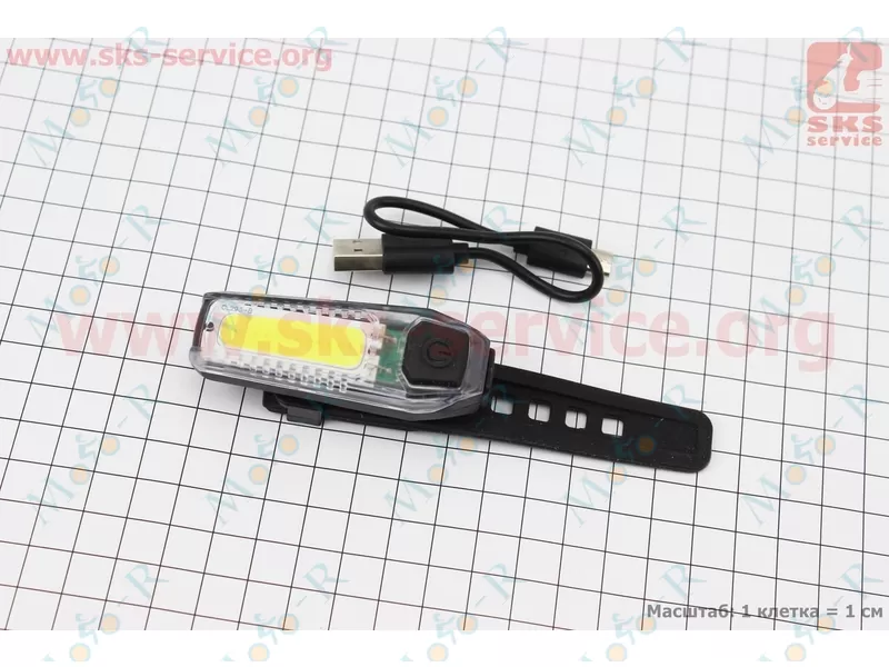 Фото 2 - Фонарь передний 12 диодов 120 lumen, Li-ion 3.7V 300mAh зарядка от USB, влагозащитный, ZH1608