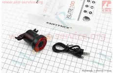 Ліхтар задній COB LED алюмінієвий, Li-ion 3.7V 400mAh зарядка від USB, датчик світла, АВТОматичний СТОП-СИГНАЛ, вологозахисний IPx6, чорний XLite100