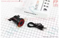 Ліхтар задній COB LED алюмінієвий, Li-ion 3.7V 400mAh зарядка від USB, датчик світла, АВТОматичний СТОП-СИГНАЛ, вологозахисний IPx6, чорний XLite100