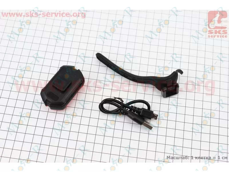 Фото 3 - Фонарь задний 1 диод 25 lumen, Li-ion 3.7V 700mAh зарядка от USB, влагозащитный, JY-6097T