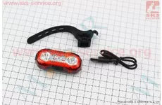 Ліхтар задній 4 діода 100 lumen, Li-ion 3.7V 630mAh зарядка від USB, вологозахисний, HJ-037