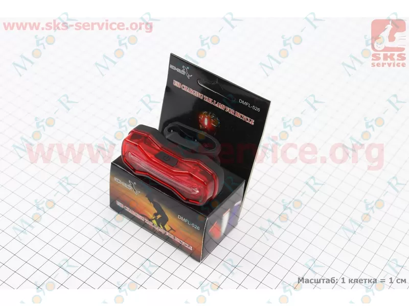 Фото 4 - Фонарь задний 16 диодов 100 lumen, Li-ion 3.7V 500mAh зарядка от USB, влагозащитный, DMFL-526