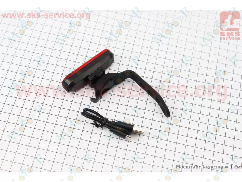 Фото 3 - Фонарь задний 50 lumen, Li-ion 3.7V 330mAh зарядка от USB, влагозащитный, 056