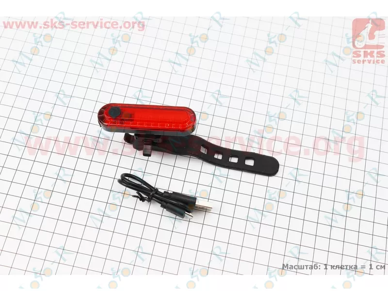 Фото 2 - Фонарь задний 50 lumen, Li-ion 3.7V 330mAh зарядка от USB, влагозащитный, 056