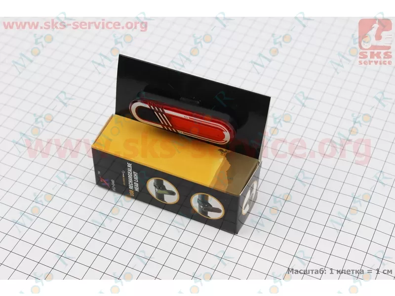 Фото 4 - Фонарь задний 60 lumen, Li-ion 3.7V 330mAh зарядка от USB, влагозащитный, HJ-040