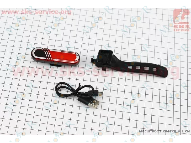 Фото 2 - Фонарь задний 60 lumen, Li-ion 3.7V 330mAh зарядка от USB, влагозащитный, HJ-040