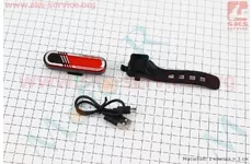 Ліхтар задній 60 lumen, Li-ion 3.7V 330mAh зарядка від USB, вологозахисний, HJ-040