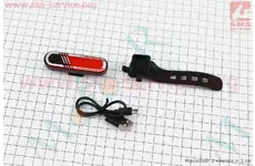 Ліхтар задній 60 lumen, Li-ion 3.7V 330mAh зарядка від USB, вологозахисний, HJ-040