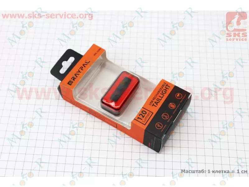 Фото 4 - Фонарь задний 120 lumen алюминиевый, Li-ion 3.7V 500mAh зарядка от USB, ДАТЧИК СВЕТА, влагозащитный, RPL-2286