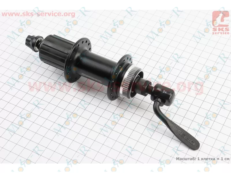 Фото 3 - Втулка задняя MTB алюминиевая 14Gx36H под кассету 8-9-10зв, диск. тормоз Center Lock, крепл. эксцентрик, черная FH-TX505