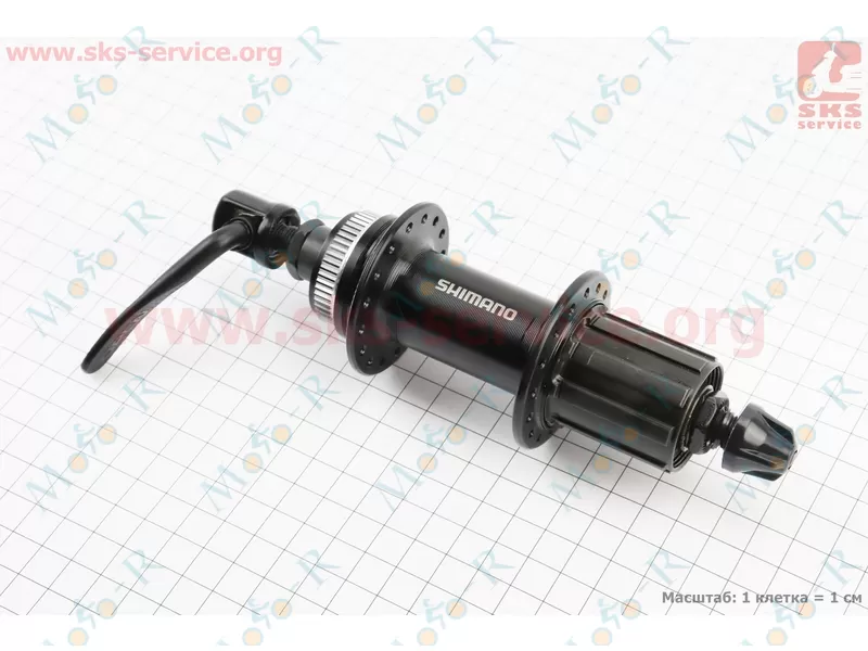 Фото 2 - Втулка задняя MTB алюминиевая 14Gx36H под кассету 8-9-10зв, диск. тормоз Center Lock, крепл. эксцентрик, черная FH-TX505