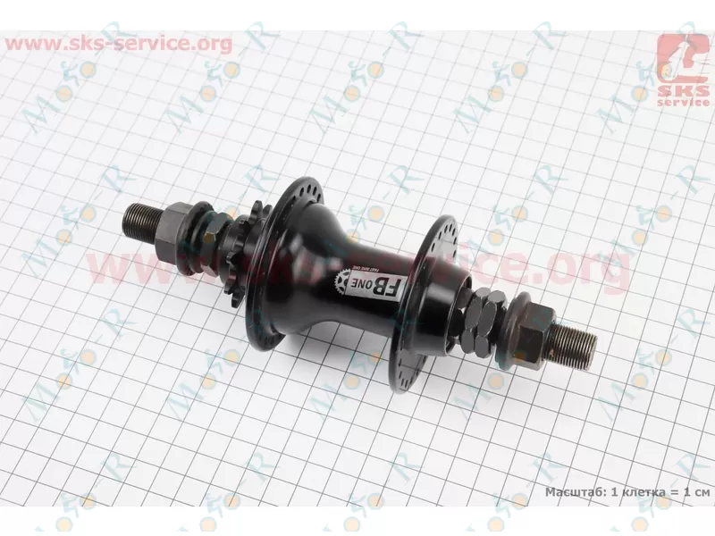 Фото 3 - Втулка задняя BMX алюминиевая 14Gx48H драйвер 9Т, 4 пром-подшипника 6902 2RS, ось 14мм, крепл. гайка, черная FB-A272В