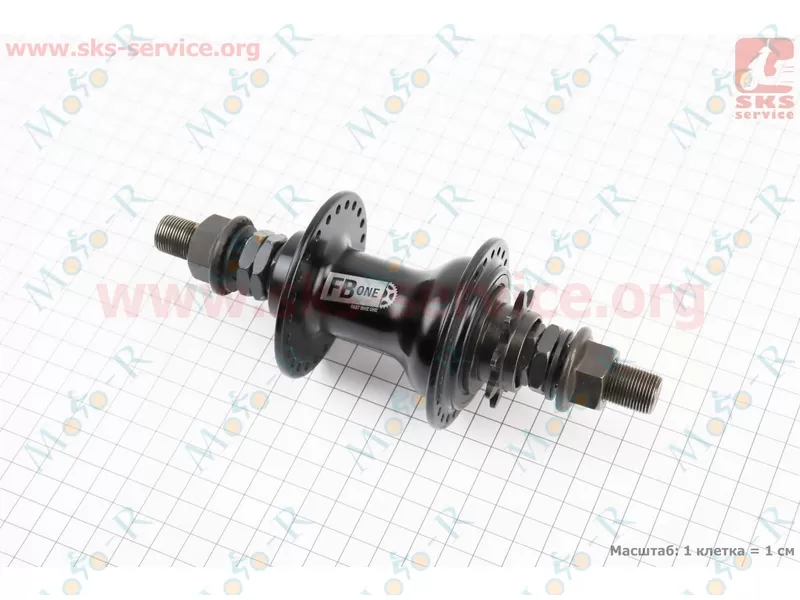 Фото 2 - Втулка задняя BMX алюминиевая 14Gx48H драйвер 9Т, 4 пром-подшипника 6902 2RS, ось 14мм, крепл. гайка, черная FB-A272В