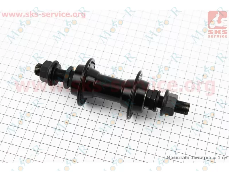 Фото 2 - Втулка передняя BMX алюминиевая 14Gx48H, 2 пром-подшипники 6902 2RS, ось 14мм, крепл. гайка, черная WZ-A272FB