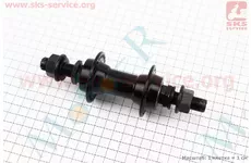 Втулка передняя BMX алюминиевая 14Gx48H, 2 пром-подшипники 6902 2RS, ось 14мм, крепл. гайка, черная WZ-A272FB