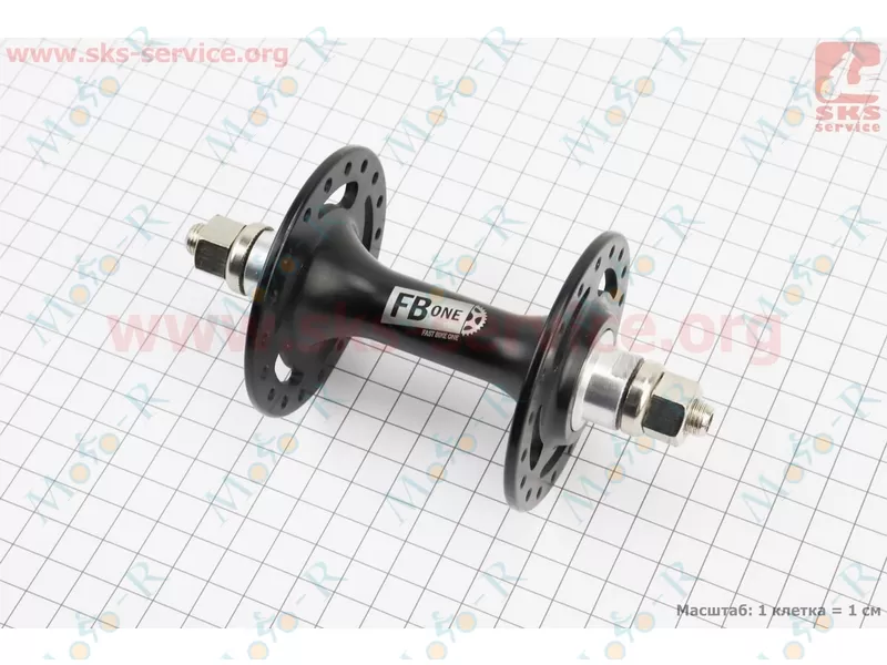 Фото 2 - Втулка передняя FIX алюминиевая 14Gx36H, 2 пром-подшипники 6000 2RS, крепл. гайка, черная FB-A266В