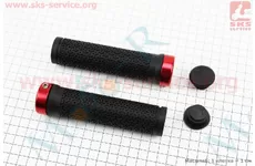 Ручки керма 130мм із затискачем Lock-On, чорно-червоні TPR-083