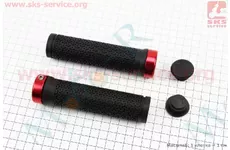 Ручки керма 130мм із затискачем Lock-On, чорно-червоні TPR-083