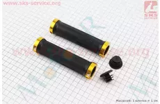 Ручки керма 130мм із затискачем Lock-On з двох сторін, чорно-золотисті FL-426