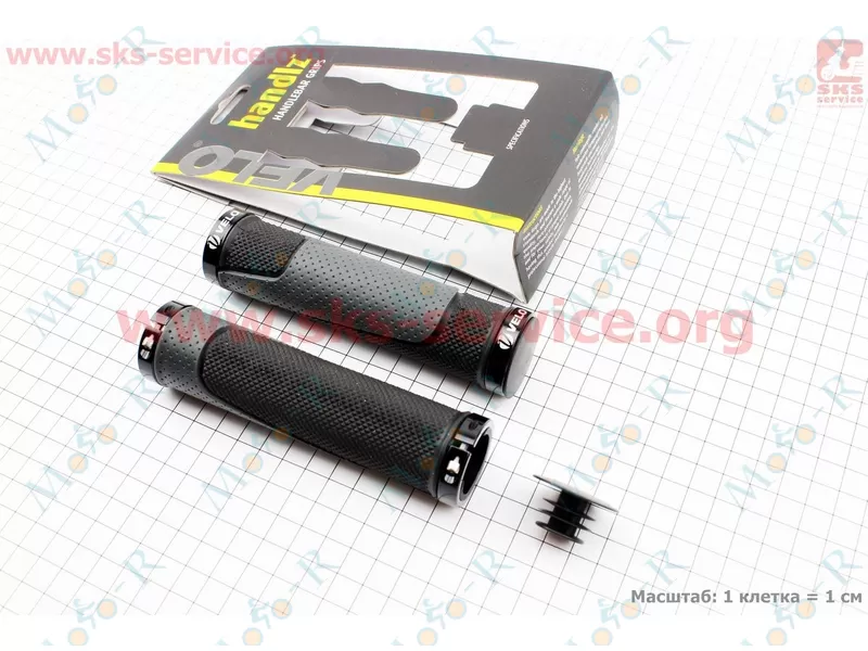 Фото 2 - Ручки керма 130мм із затиском Lock-On з двох сторін, чорно-сірі VLG-776
