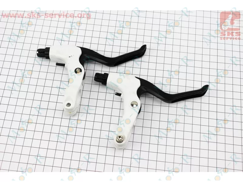 Фото 2 - Тормозные ручки V-brake, алюминиевые, бело-черные BL-228
