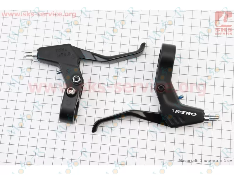 Фото 2 - Гальмівні ручки V-brake, алюмінієві, чорно-сірі RS360A
