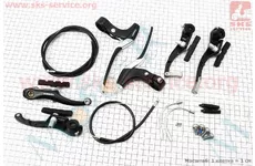 Гальмо V-brake заднє+переднє в зборі 110мм, важелі+троса, алюмінієві, чорні
